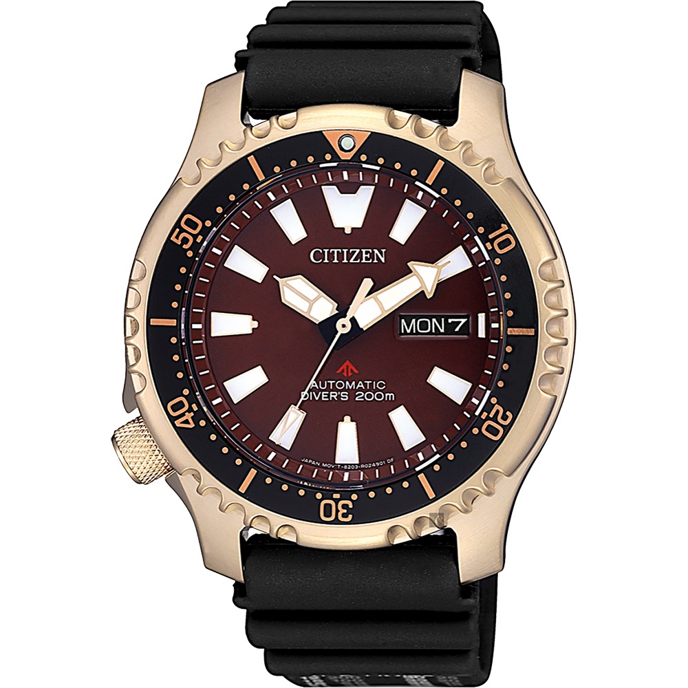 CITIZEN 星辰 PROMASTER 限量200米潛水機械錶-玫瑰金框/42mm NY0083-14X, , large