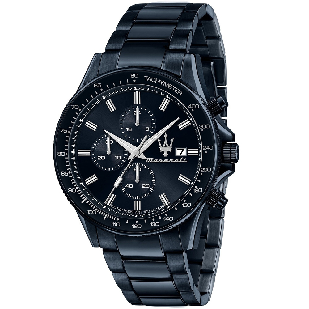 MASERATI 瑪莎拉蒂 Sfida 超跑綻藍三眼計時手錶-40mm R8873640023, , large