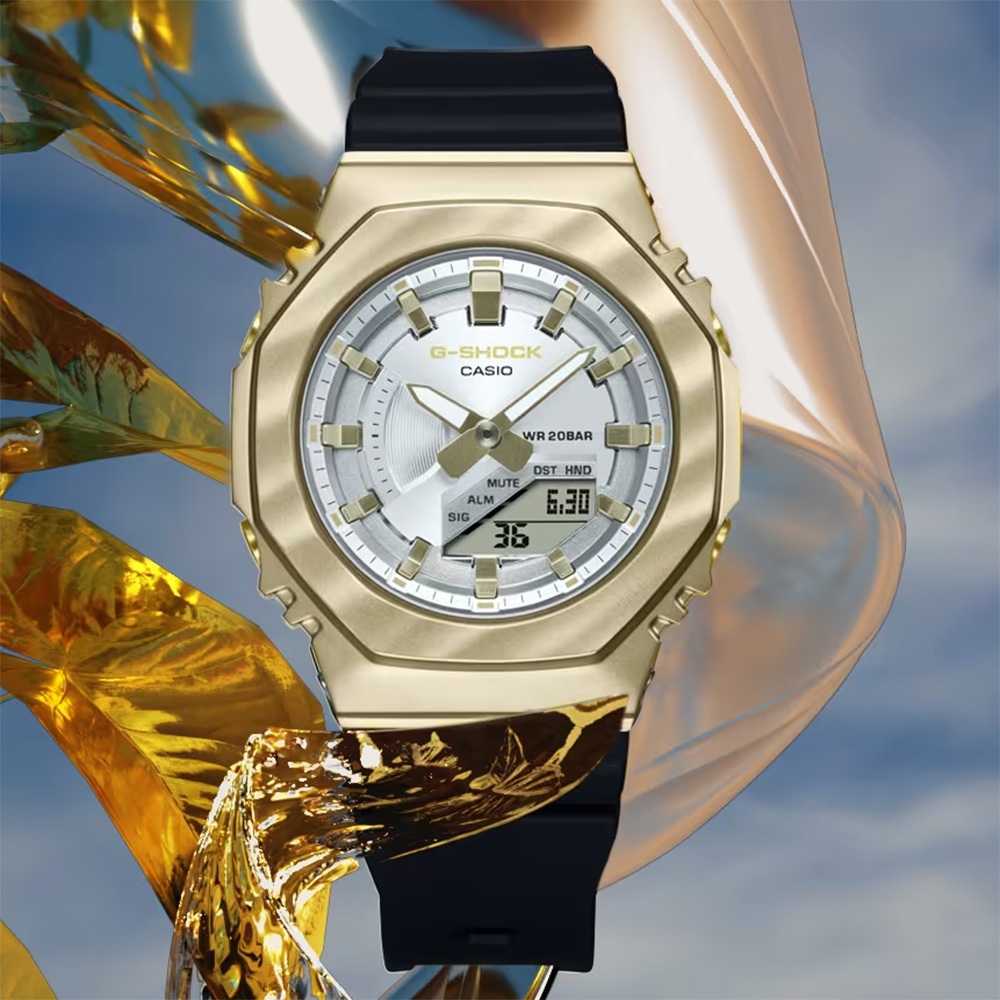CASIO 卡西歐 G-SHOCK 八角 香檳金系列雙顯手錶 GM-S2100BC-1A, , large