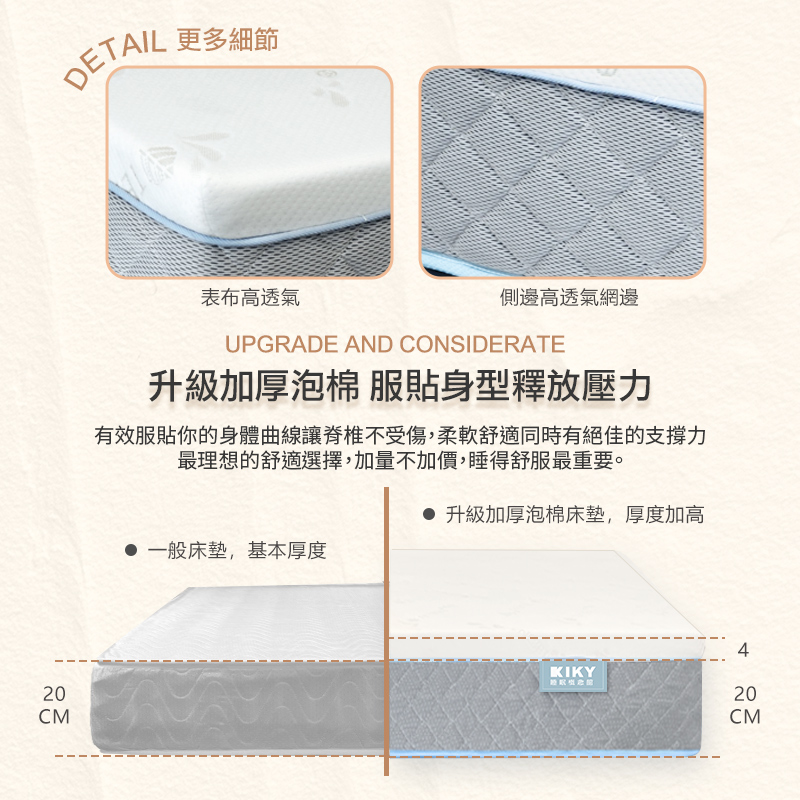 【KIKY】HouKun天絲2.3高支撐獨立筒床墊, , large