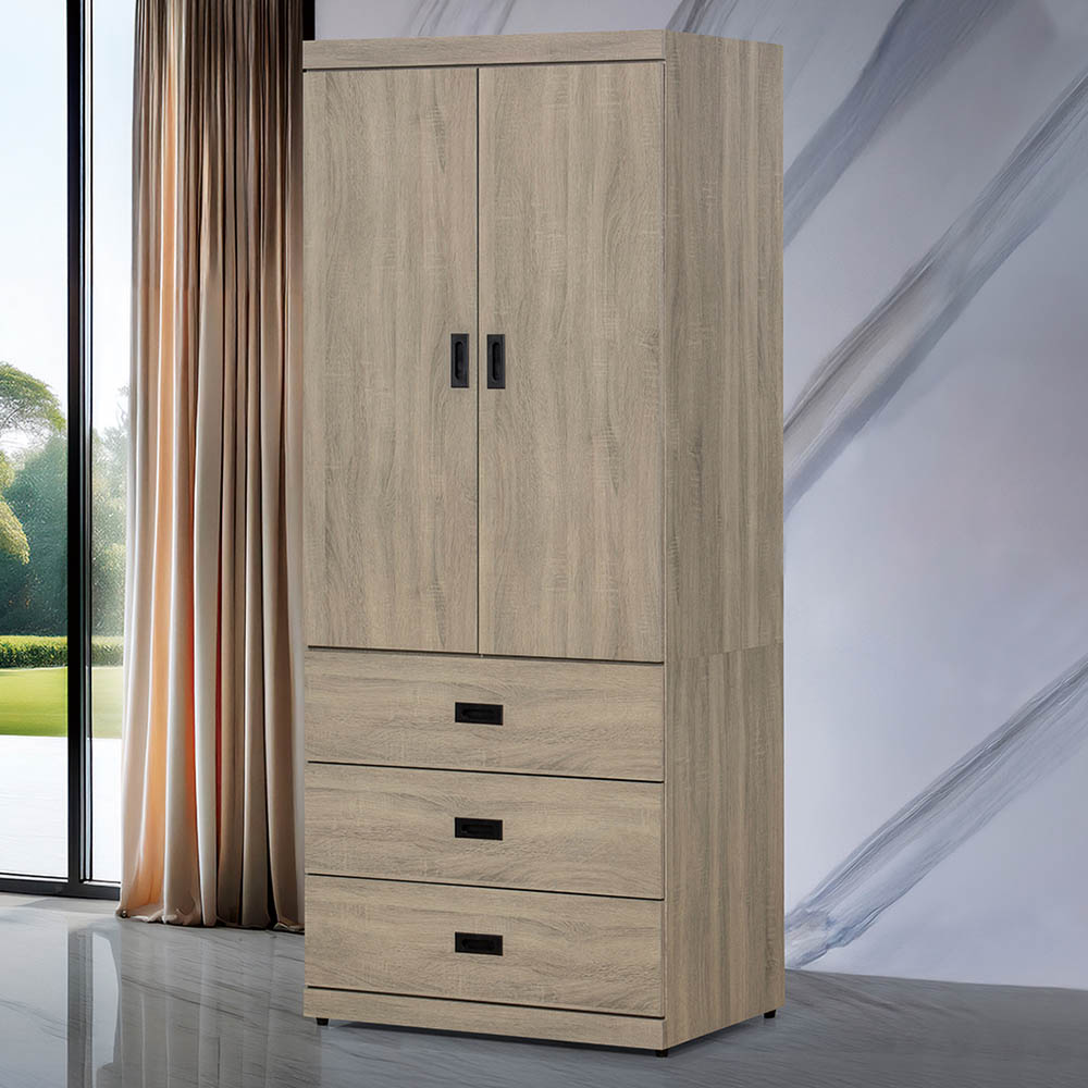 【Hampton 漢汀堡】卡恩詩灰梧桐3X7尺衣櫥, , large