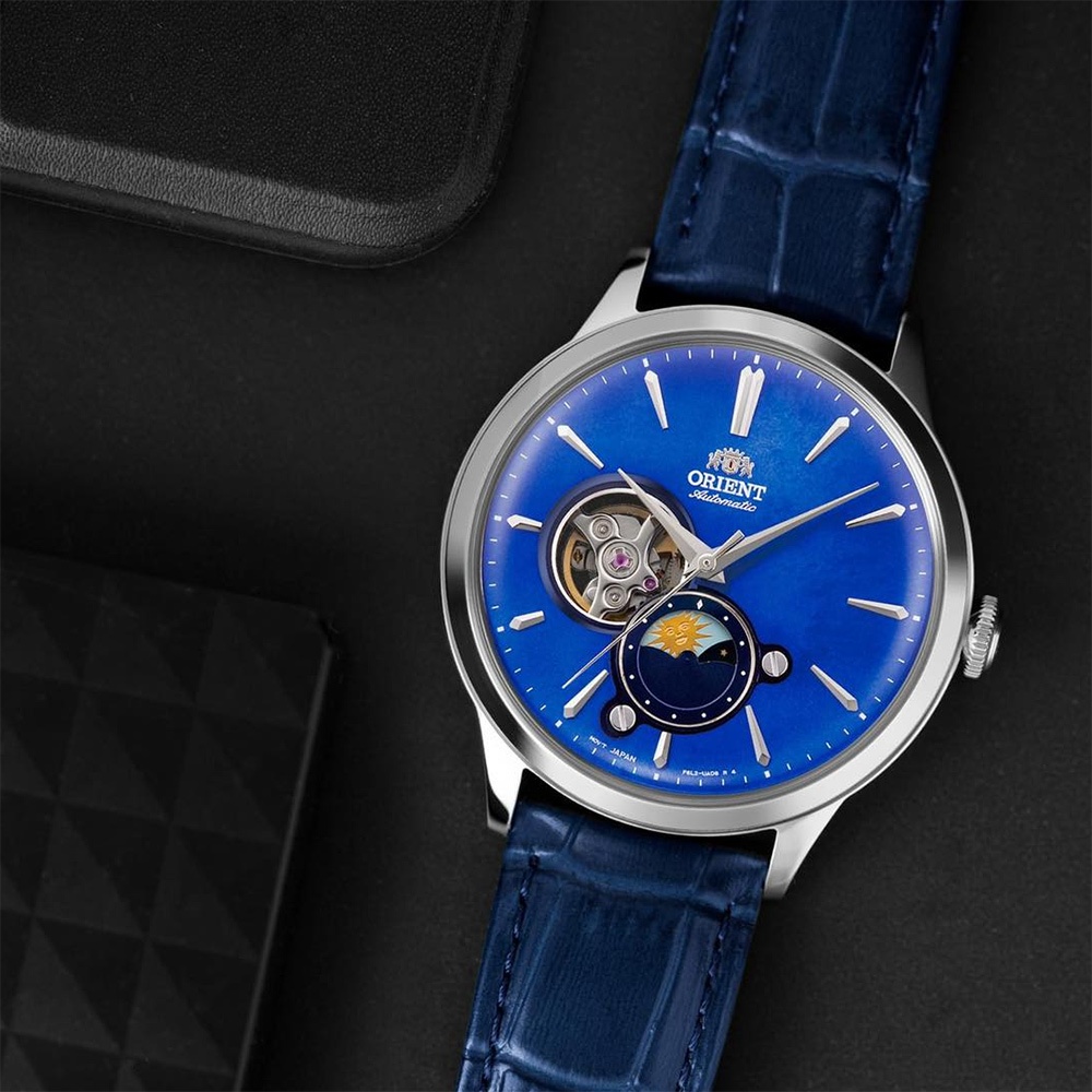 ORIENT 東方錶 Sun & Moon 小鏤空日月相機械錶-41.5mm RA-AS0103A, , large