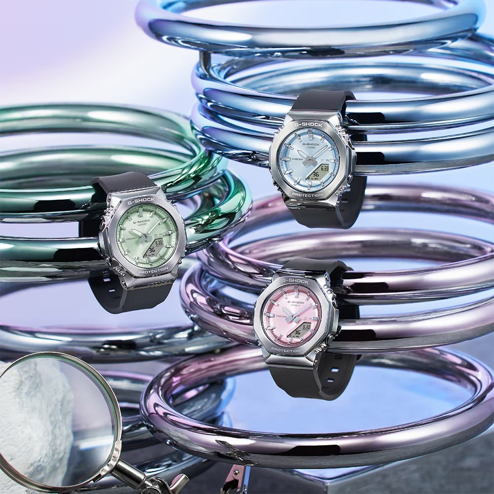 CASIO 卡西歐 G-SHOCK 粉彩金屬八角手錶 女錶 GM-S2110-3A, , large