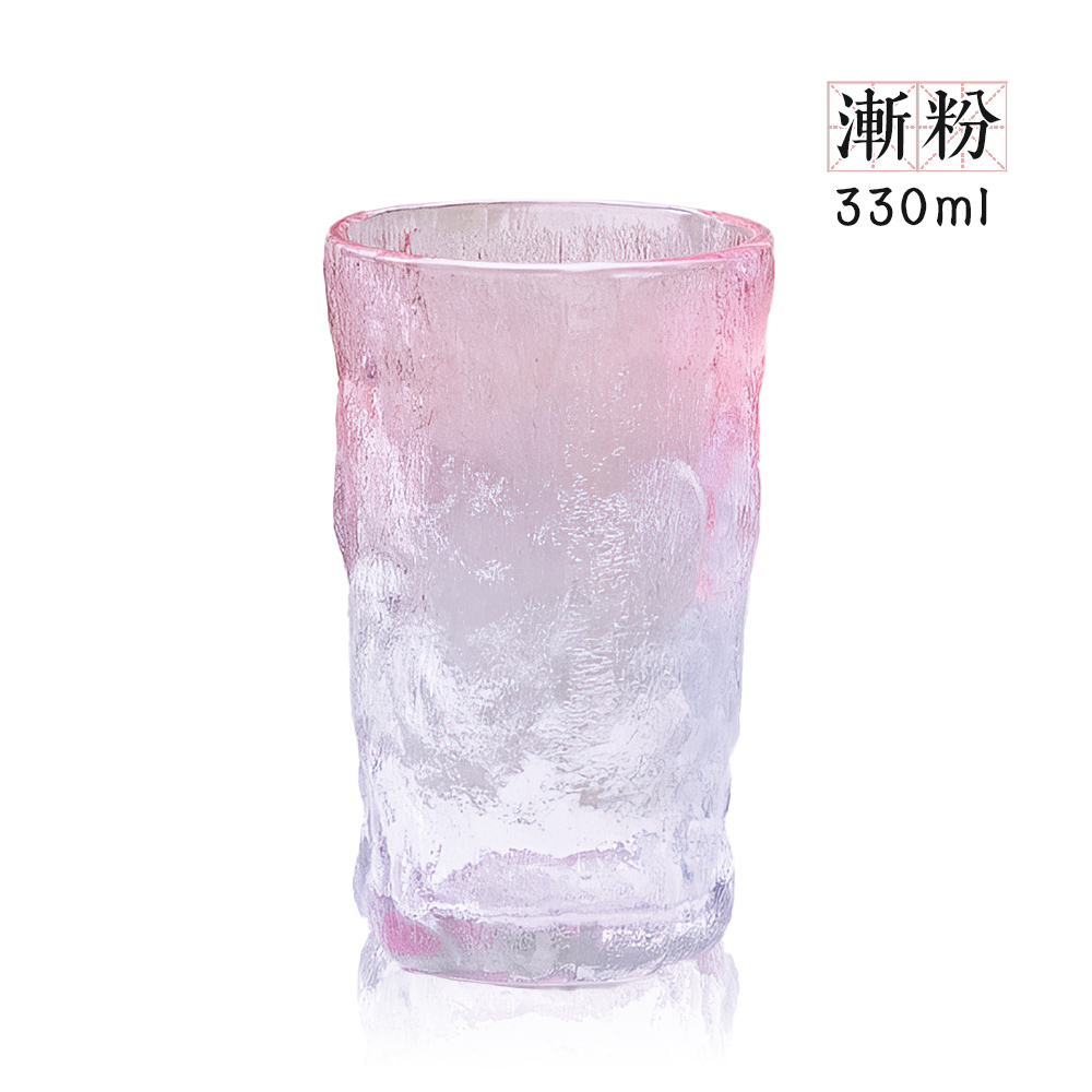 【上手家居】冰川杯 漸粉 330ml(玻璃杯/馬克杯/水杯/玻璃水杯/早餐杯), , large