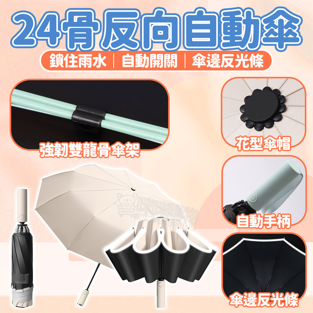 【咪咪購物】VID 雨傘 折疊傘 24骨｜自動反向｜灰色｜開車族必備, , large