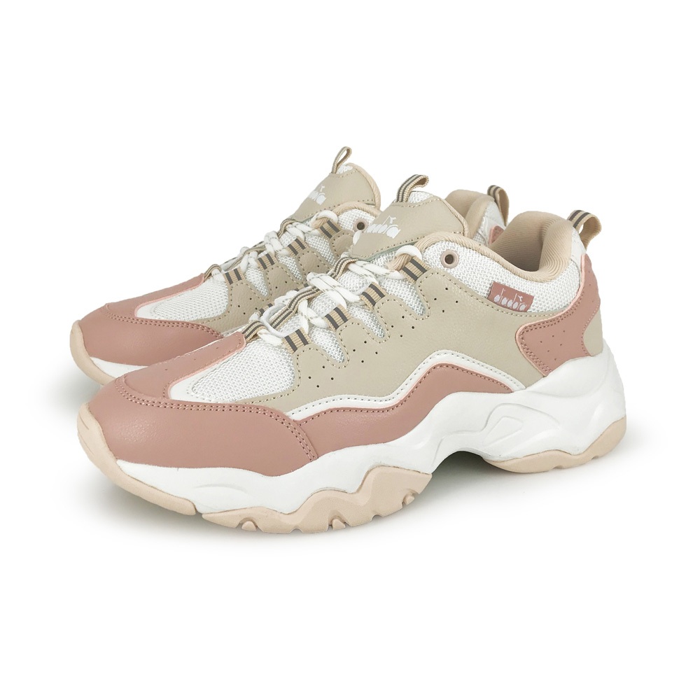 DIADORA迪亞多那 女生活時尚運動鞋 女運動鞋 女鞋 老爹鞋 透氣 保護後跟 Q彈 緩震 護趾 減壓 止滑 灰 粉, 灰, large