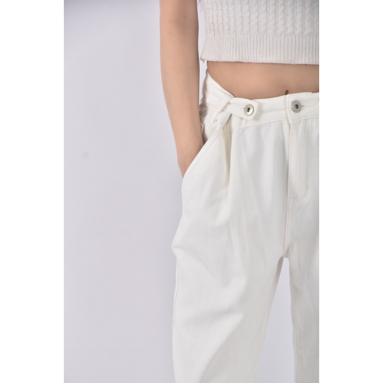 (S) minimatters高腰棉質純棉白色長褲二手衣, , large