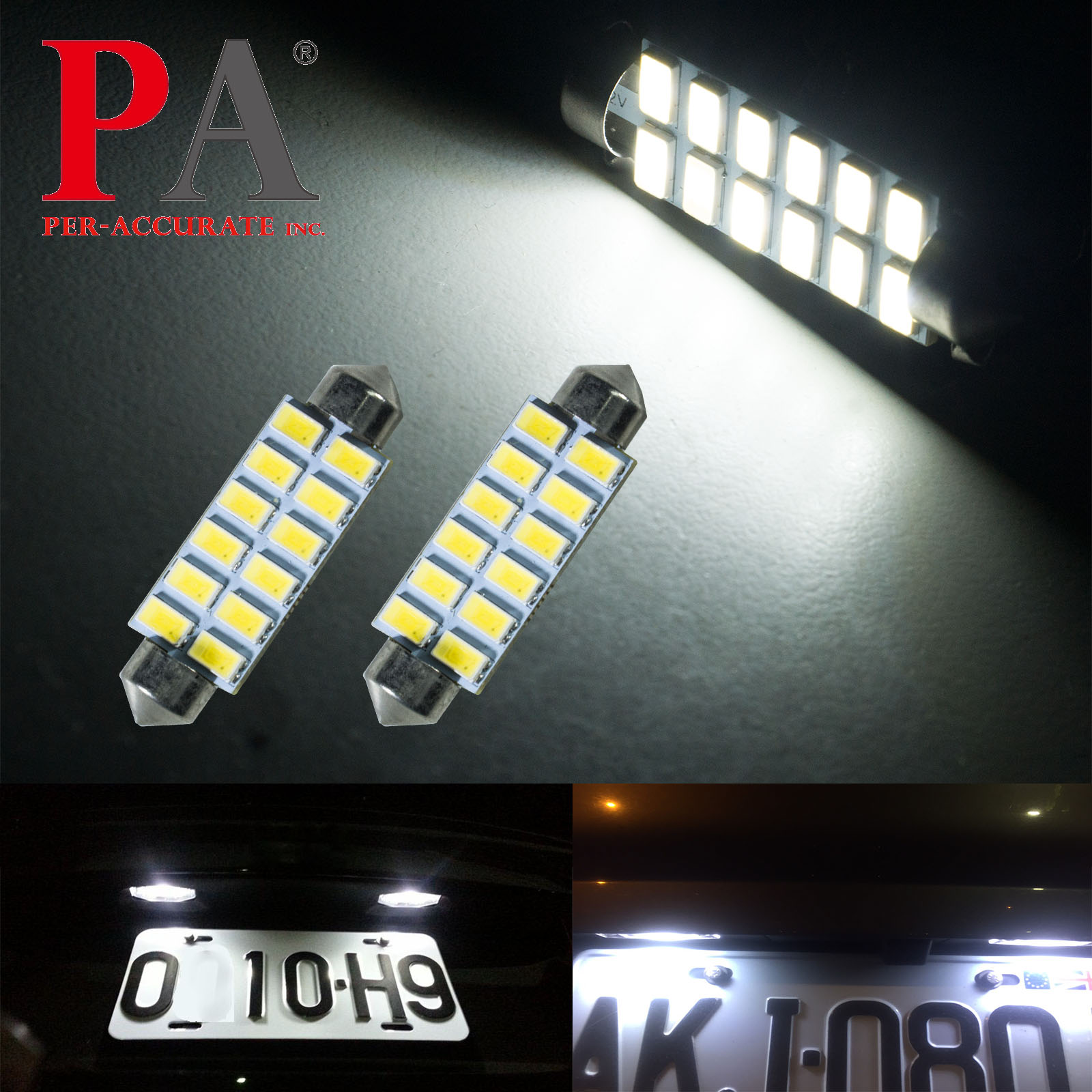 [PA LED] 雙尖41MM 12晶 5630 LED 室內燈 閱讀燈 化妝燈 牌照燈 行李箱燈 白光, , large