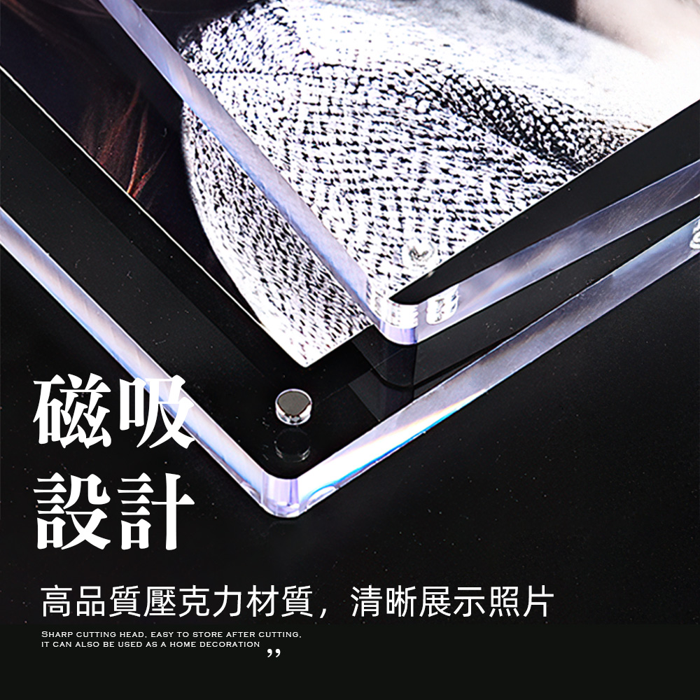 【上手家居】磁吸相框 3件組 透明3入 8x12cm(壓克力相框/拍立得相框/磁吸卡磚/透明相框/壓克力框), , large