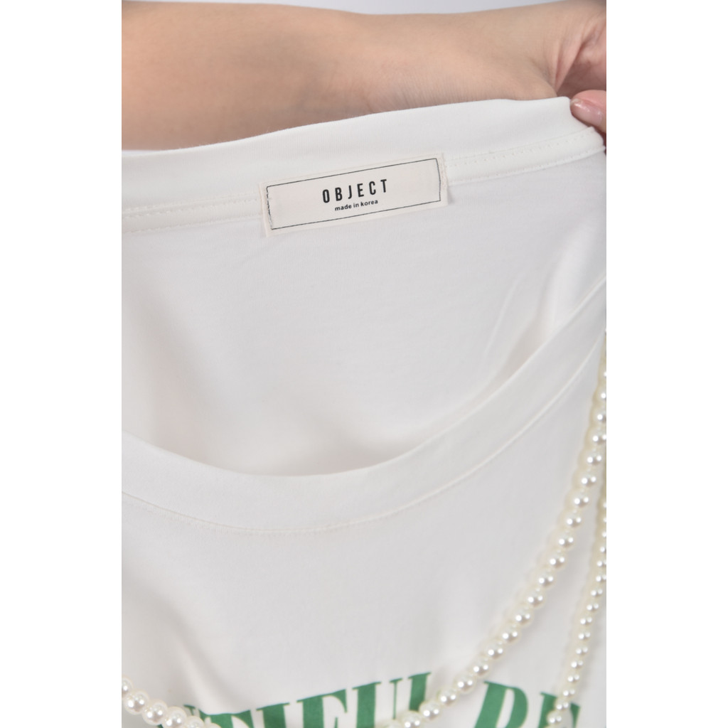 (L) object韓牌珍珠白色短袖上衣二手衣, , large