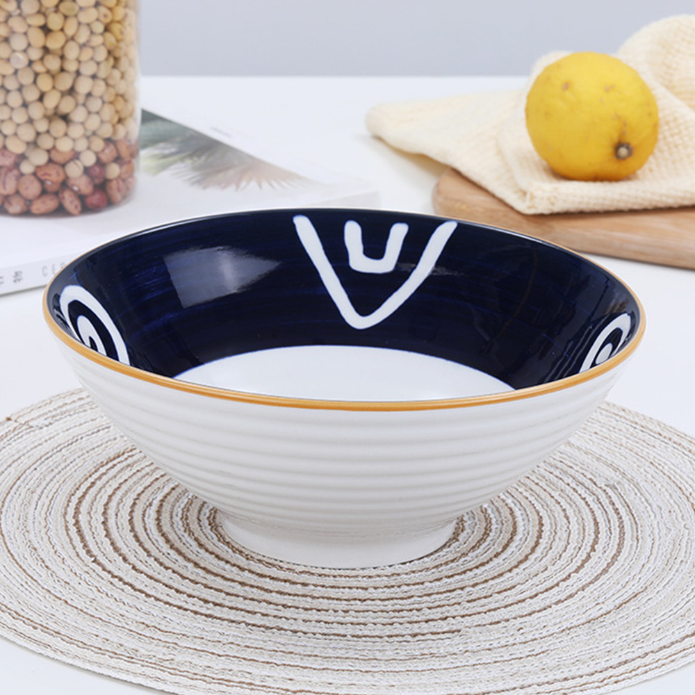 8吋拉麵碗【12款可選】日式拉麵碗 斗笠碗 1000ml 寬口碗 瓷碗 山田碗 手繪碗 大碗公 泡麵碗 碗公 陶瓷碗 烤箱 洗碗機, , large