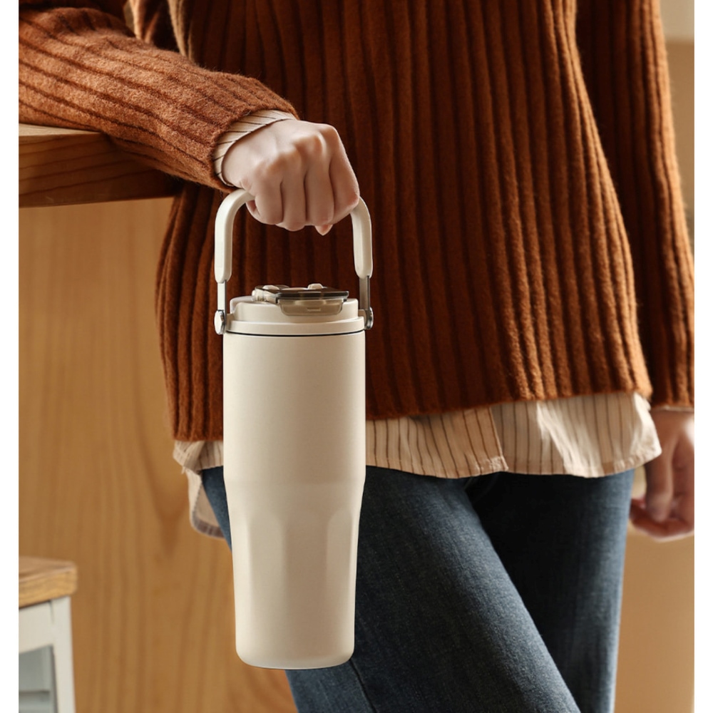 【H&R安室家】陶瓷易潔層雙飲保溫杯800ml(H88), , large