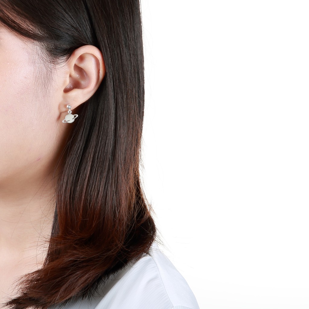 【Angel & Me】宇宙 土星 行星 Saturn 一對 s925 純銀 耳環 耳夾 情人節 禮物, , large