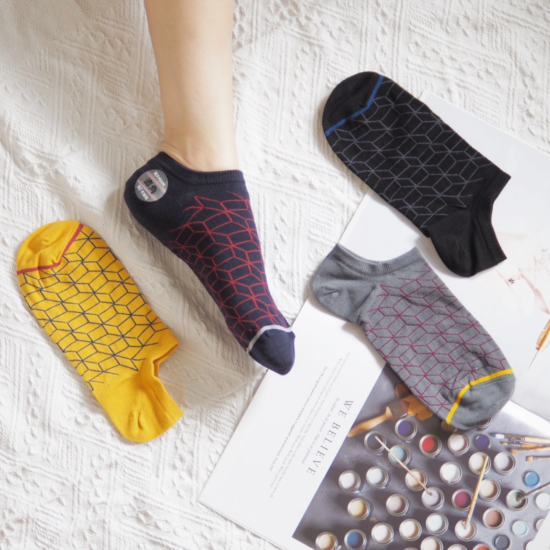 [Kaimei Cotton Industry] 10 pairs set, random and excellent, MIT made in Taiwan, pure cotton, extra large combed cotton, right-angle socks, square geometric style, , large