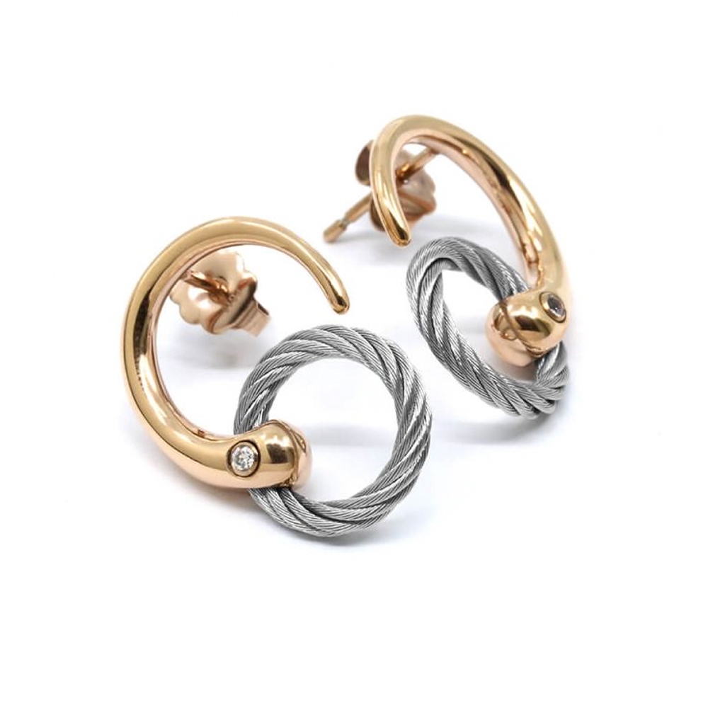 CHARRIOL 夏利豪 INFINITY ZEN 鋼索耳環 送禮推薦 03-102-1232-0, , large