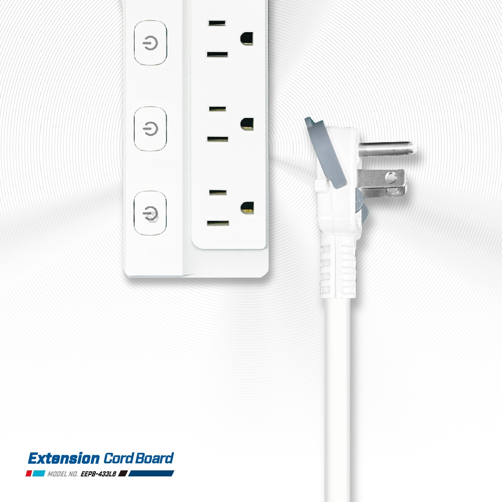 ENERGIZER 勁量 按壓式開關 延長線 4開3孔3座 1.8米 EPB-433L6, , large