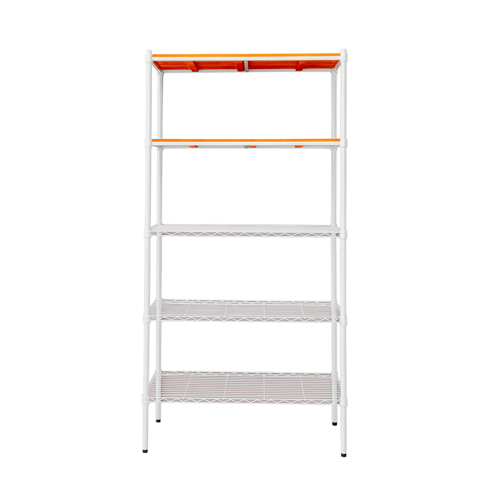 【Y HOUSE】90x45x180cm pine five-layer storage rack rack iron rack - painted white teak