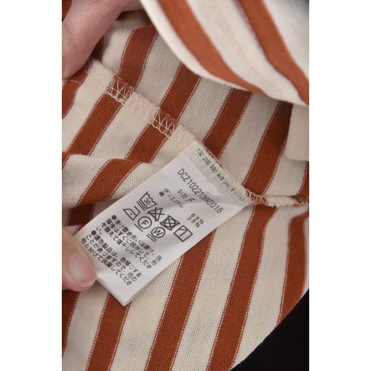 (F) discoat條紋橘色長袖上衣二手衣, , large