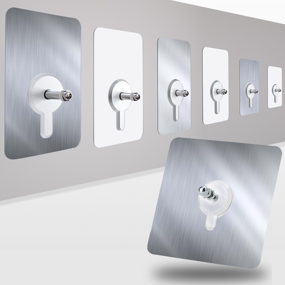 G+ Home No-Assembly Heavy-Duty Large Adhesive Screw Hook Set (6 pcs, 8&times;8 cm) &ndash; 13mm Silver, , large