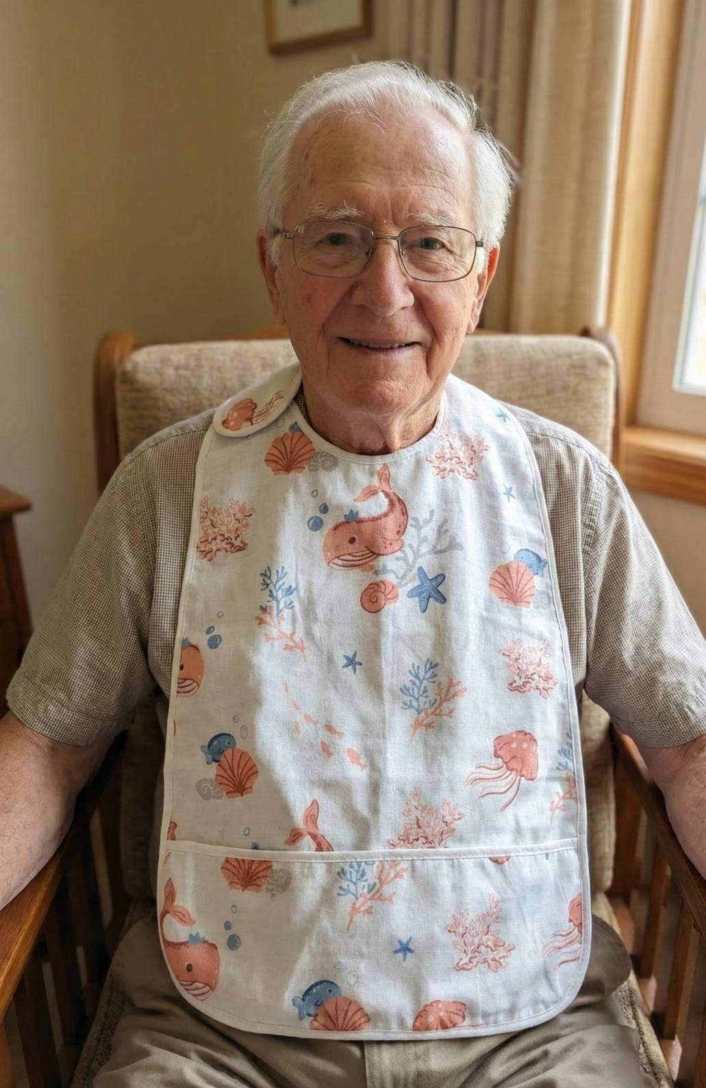 [Kaimei Cotton Industry] Men's 2-pack Top-grade adult pure cotton gauze waterproof bib Intimate design Exquisite quality Delicate printing, , large