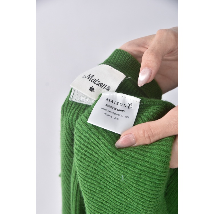 (F) maison質感羊毛綠色罩衫二手衣, , large