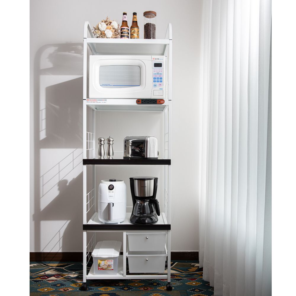 2pull-out panel, 2 drawers,5-tier rice bucket storage rack, , large