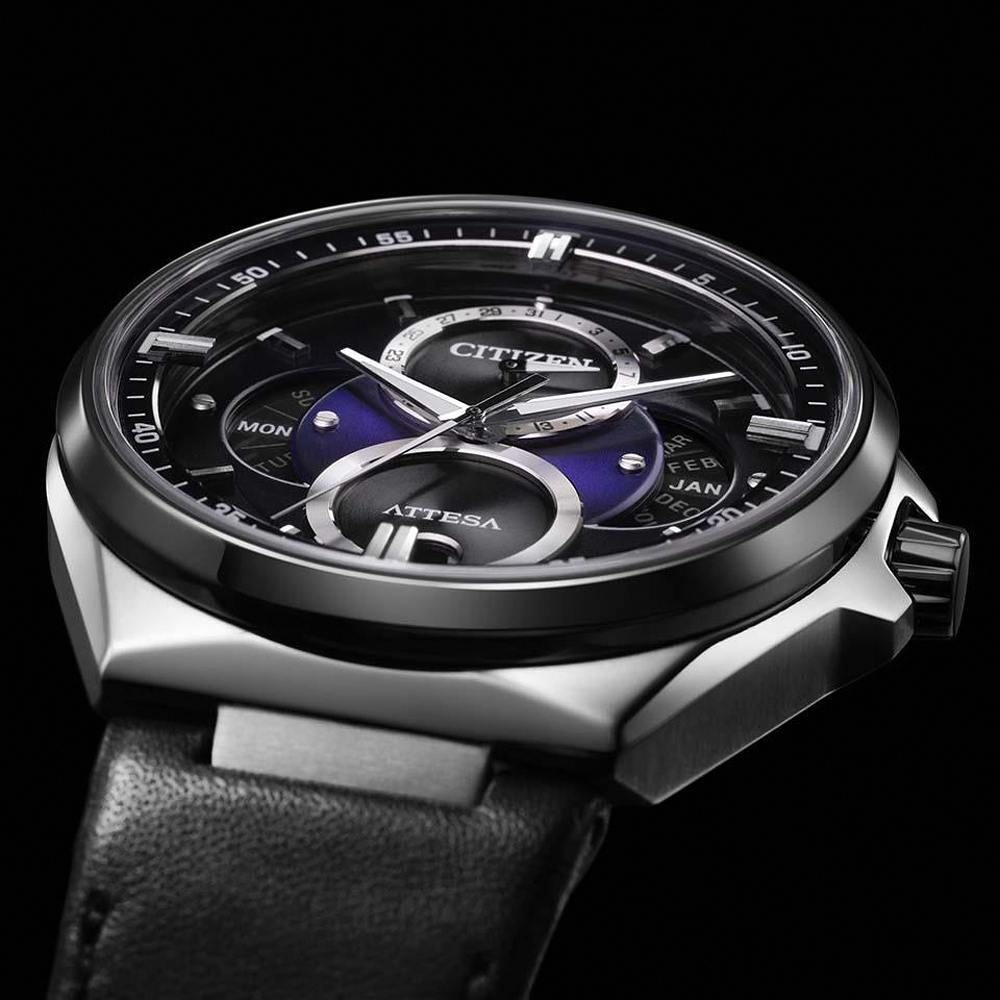 CITIZEN 星辰 鈦金屬 光動能三重日曆月相手錶-紫/42mm BU0066-11W, , large