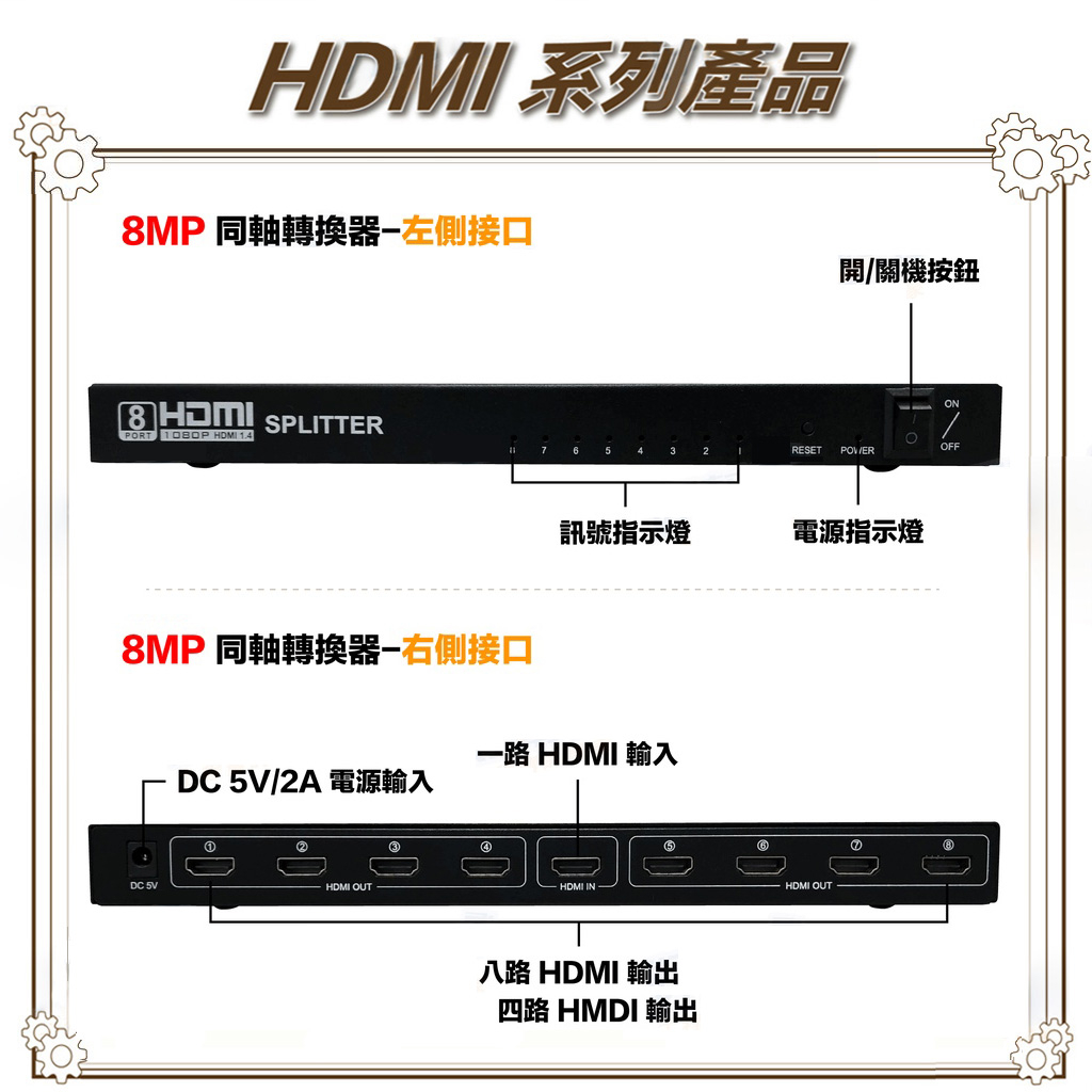 昌運監視器 HD-108SP 4K HDMI 一進八出影像分配器, , large