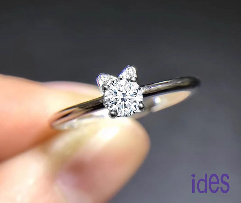 [ides愛蒂思] 日系設計60分F/VS1頂級3EX車工鑽石戒指項鍊套組/甜美貓咪（30分+30分）  (戒圍請於訂單備註), , large