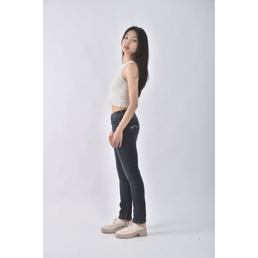 (S) 丹寧牛仔暗藍色長褲二手衣, , large