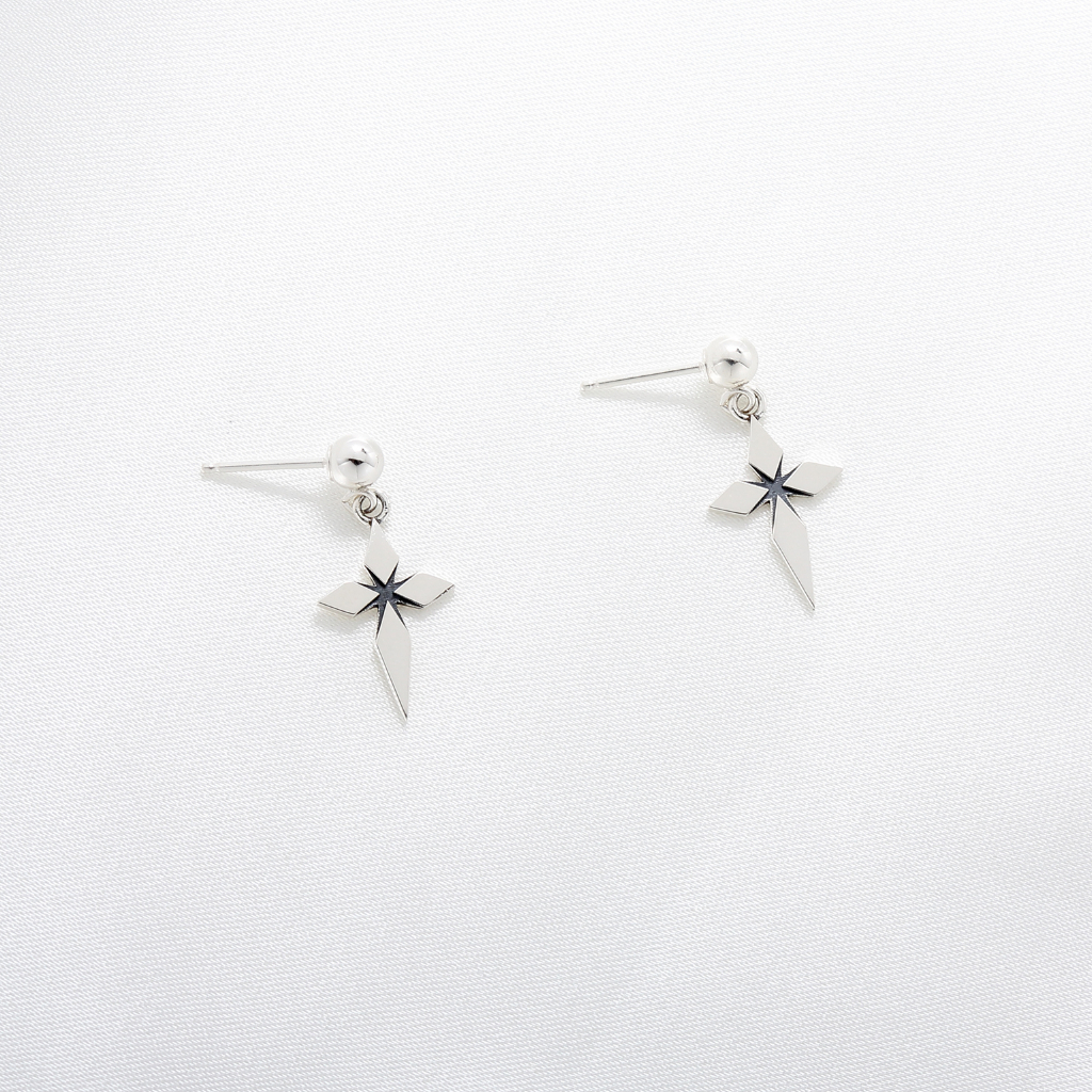 【Angel & Me】Star of Bethlehem Cross 925 sterling silver earrings, , large