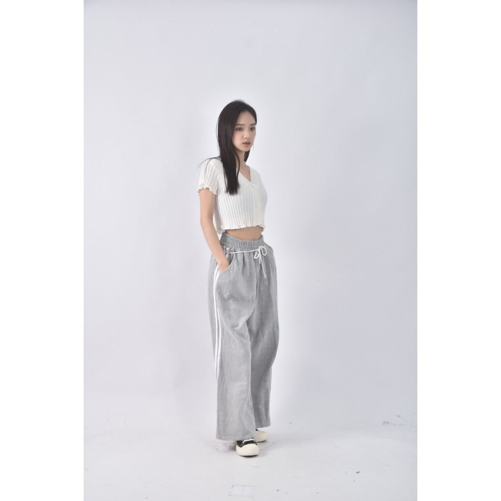 (3XL) gram高腰抽繩灰色長褲二手衣, , large