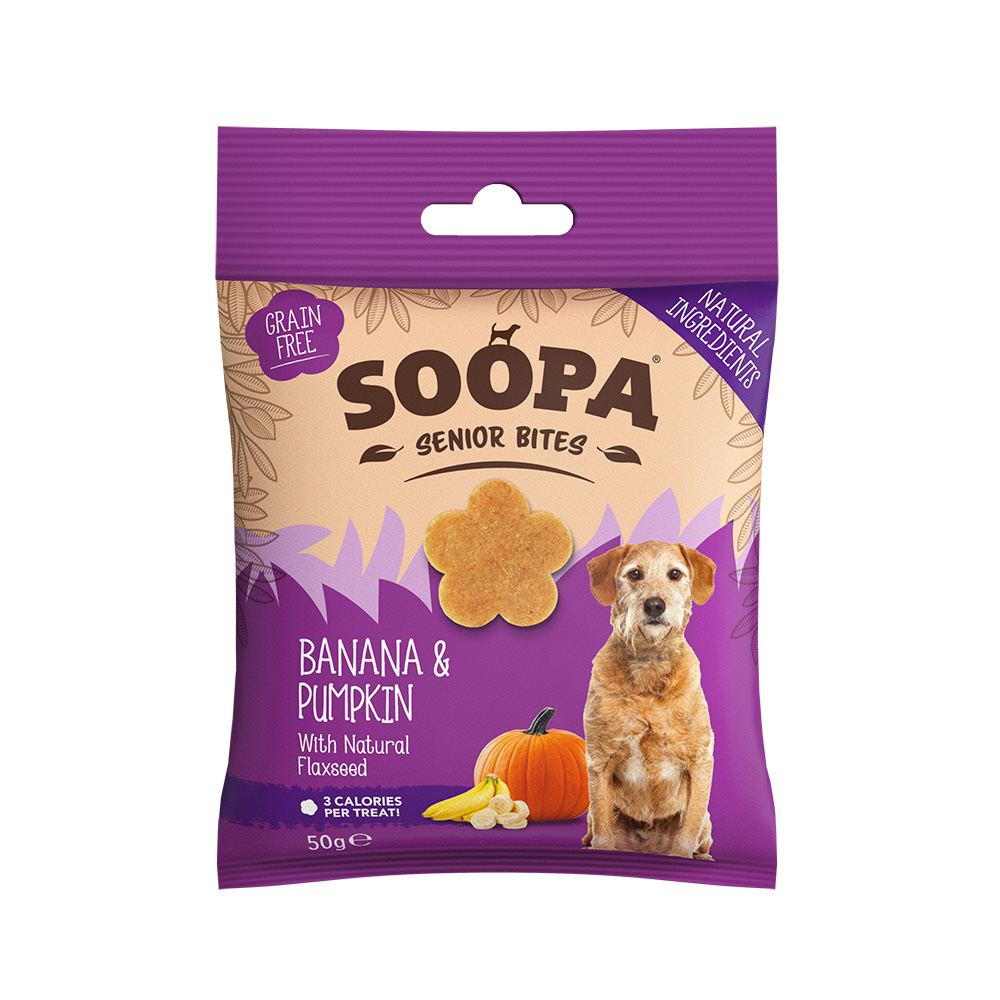 【倆寶貝精品館】Soopa舒趴 生機狗點心營養嘴嚼錠(老犬)－香蕉南瓜50gｘ2入, , large