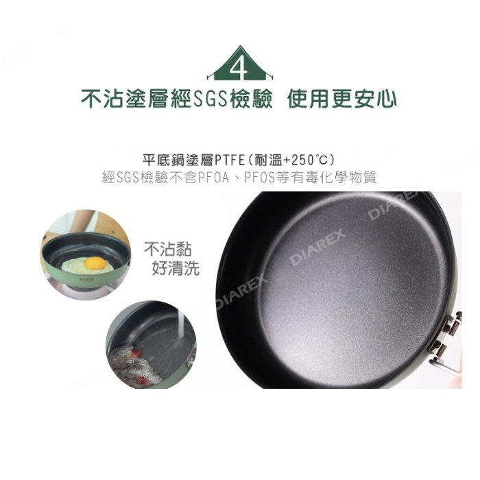 【Bellrock】color9套鍋 【卡其綠】 2人份 磁吸提把 鍋具組 煮菜鍋 露營鍋具 野炊器具, , large