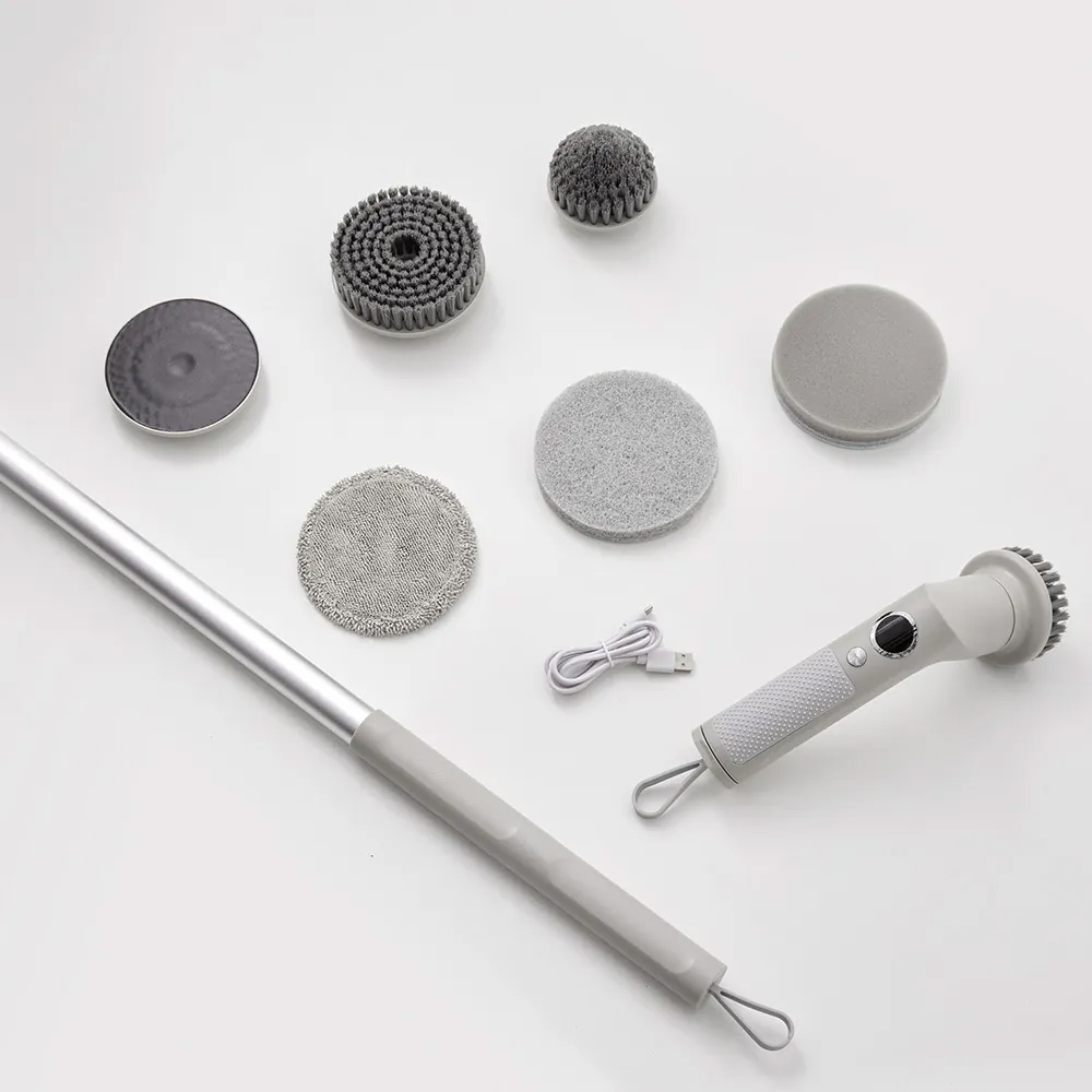 ARTISAN奧堤森 第三代USB兩用電動清潔刷 多功能 無線電動 清洗刷 清洗機 清洗高處 多刷頭 耐用 耐磨 暖月灰, , large