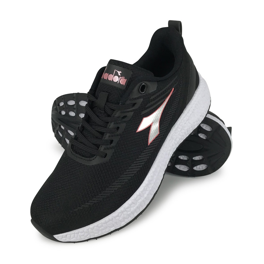 DIADORA迪亞多那 輕量透氣慢跑女鞋 女運動鞋 慢跑鞋 反光 舒適 輕盈 彈性 吸震 減壓 足弓支撐 止滑 黑 灰桃, , large