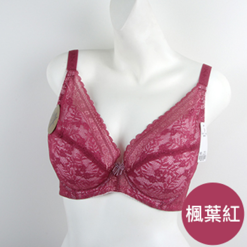 [WINIBRA] Made in Taiwan, Underwire, Side Support and Centering, Full Coverage, Plus Size C~G Cups, Maple Red, Size (C38), 楓葉紅, large