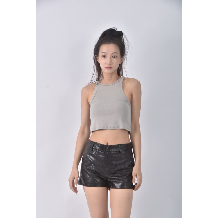 (M) 【安于晴Charlene私服】qebil質感皮質黑色短褲二手衣, , large