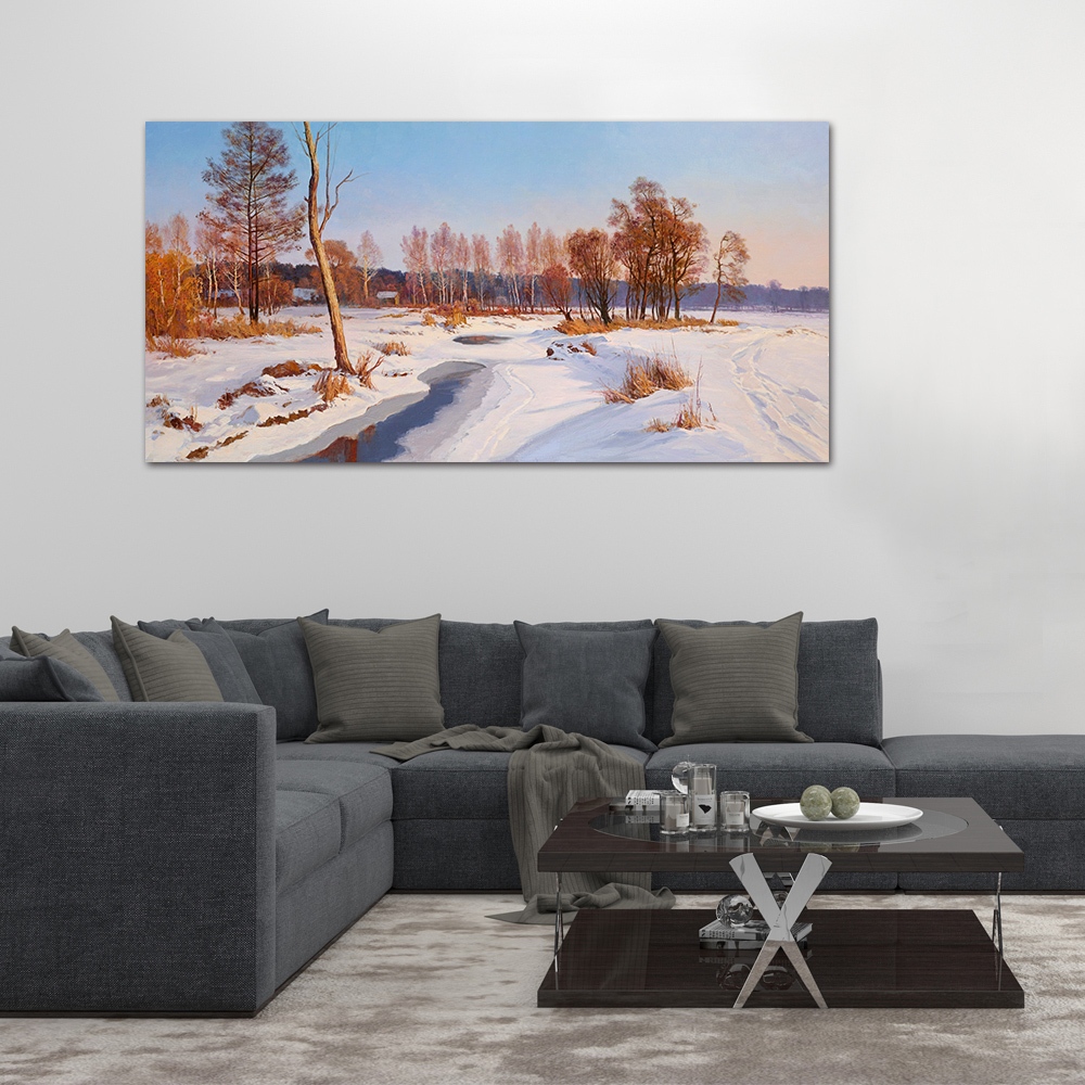 【御畫房】雪鄉 國家一級畫師手繪油畫60×120cm(VF-129), , large