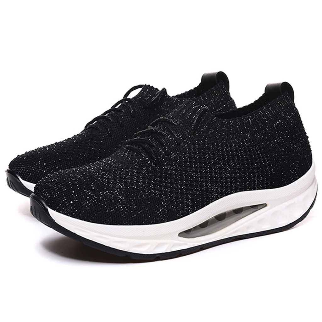 HANG TEN專利足弓氣墊鞋 女鞋 休閒鞋 保庇天后 王彩樺代言 針織 彈力 美腿 水鑽 透氣 排濕 減壓鞋墊 曜黑