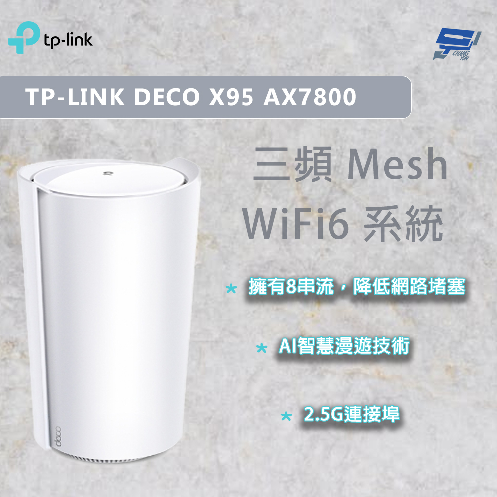 昌運監視器 TP-LINK DECO X95 AX7800 wifi分享器 四核心 三頻wifi6 2.5G連接埠, , large