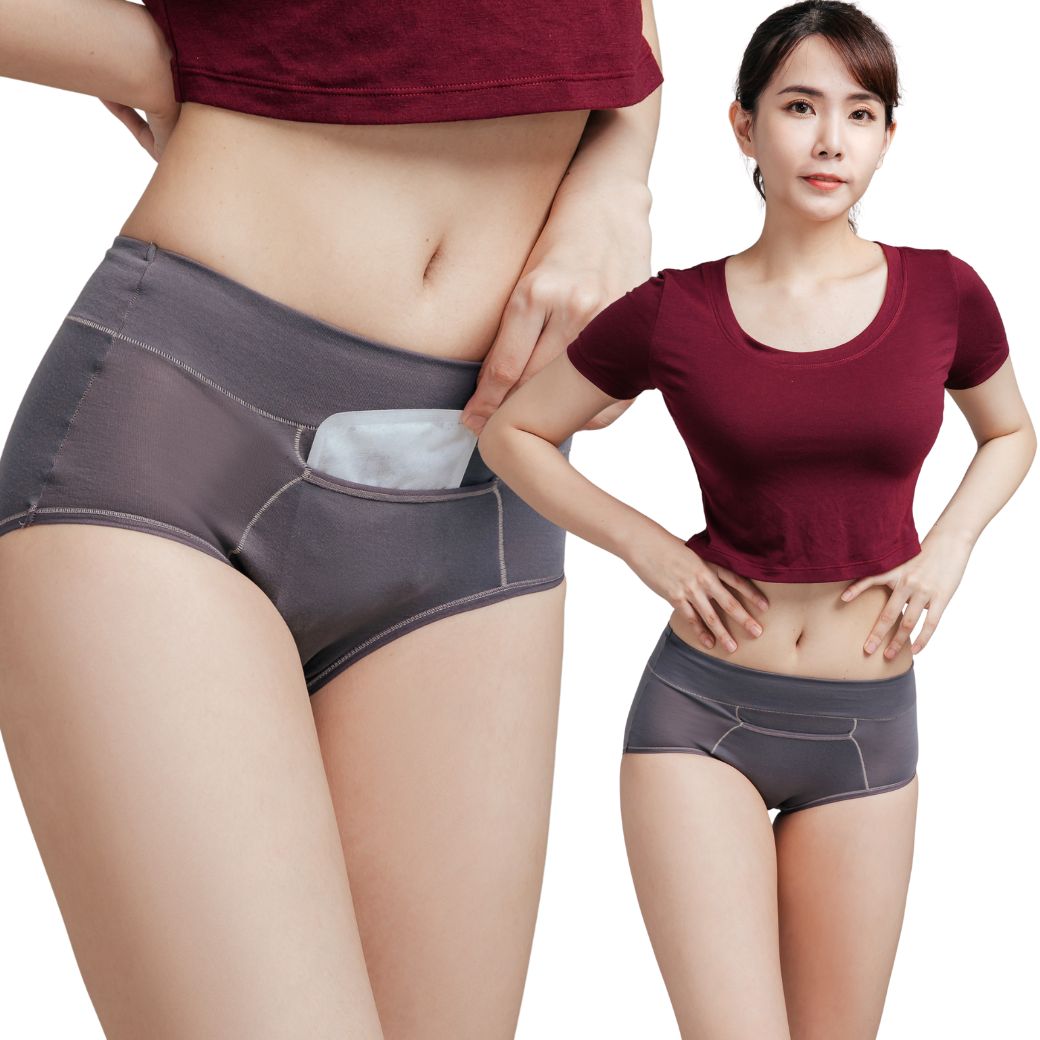 【NEONER】天絲棉暖宮口袋舒適防滲漏高腰天絲棉生理褲 (鐵灰), , large