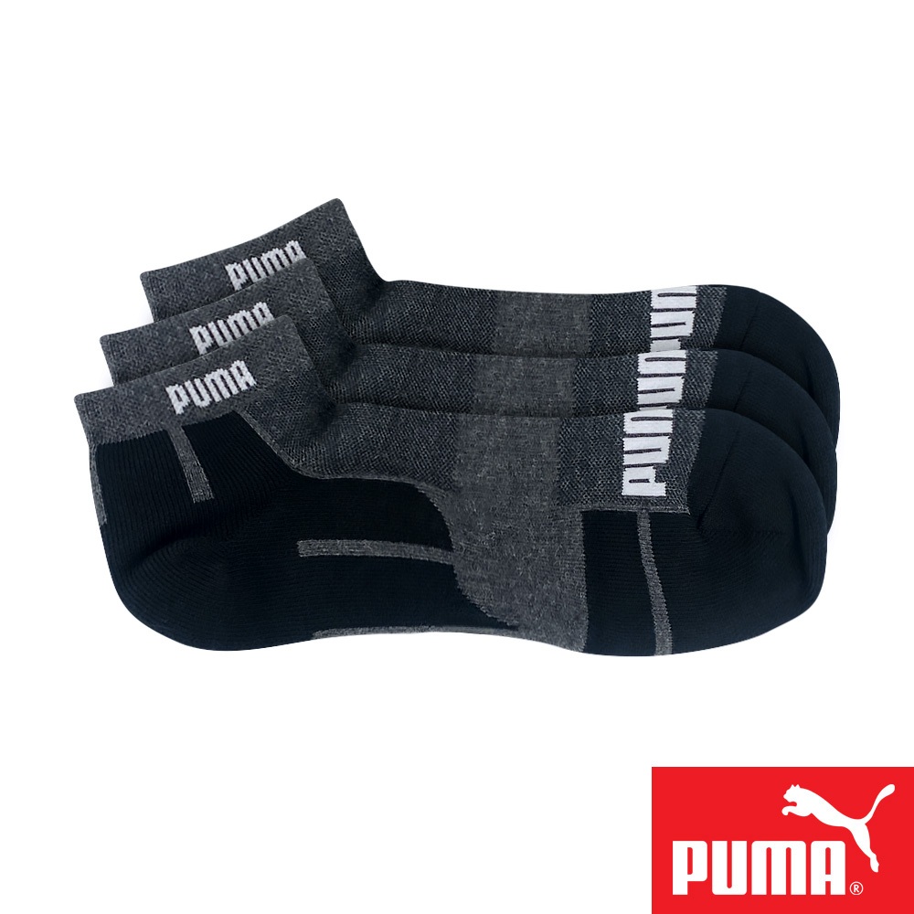 PUMA 經典加厚毛巾底運動短襪3雙裝 彪馬 跳豹 男襪 女襪 襪子 運動襪 短筒襪 踝襪 加厚 透氣 足弓支撐 黑, , large