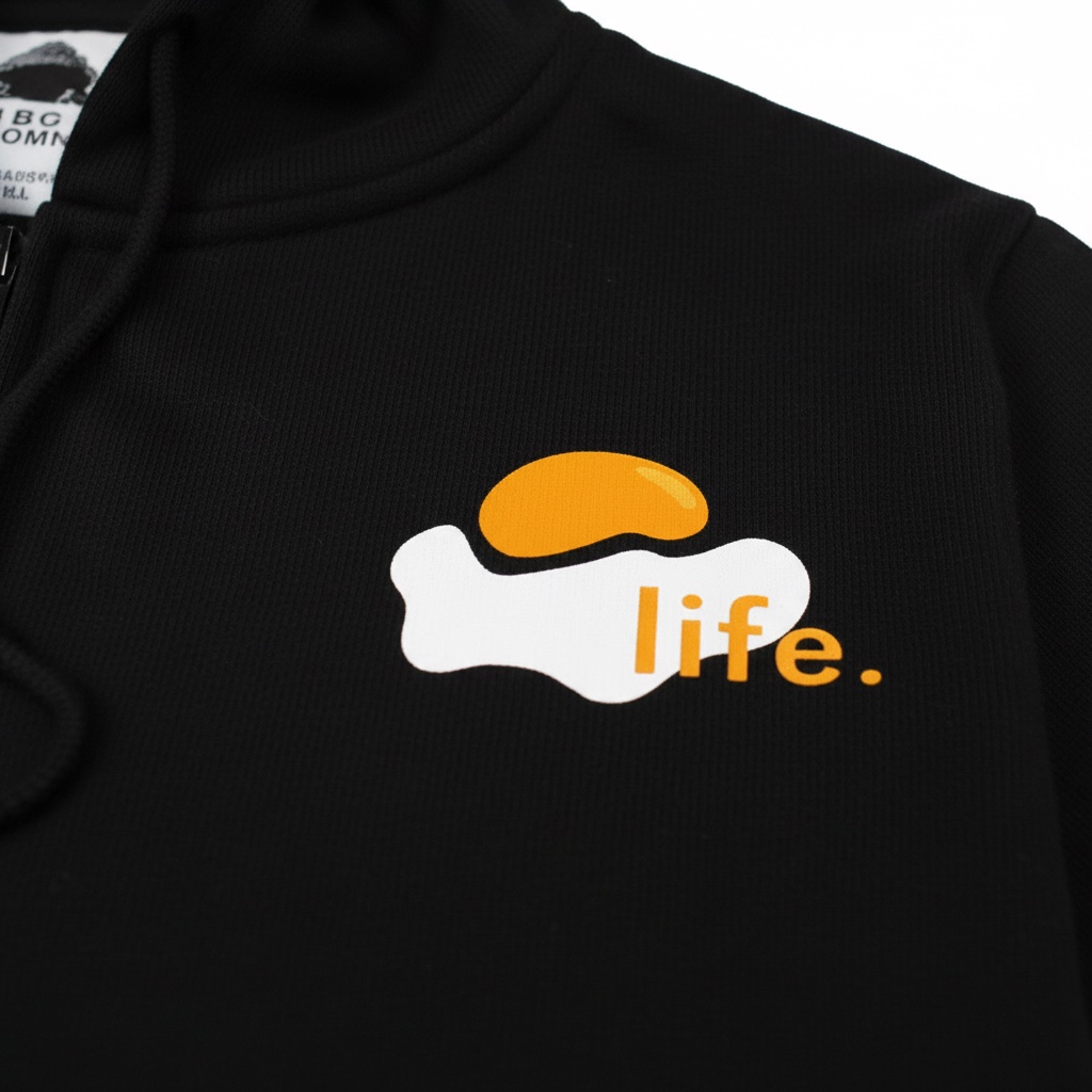 【LIFE&EGG】Classic Logo Zip-Up Hoodie /Black, , large
