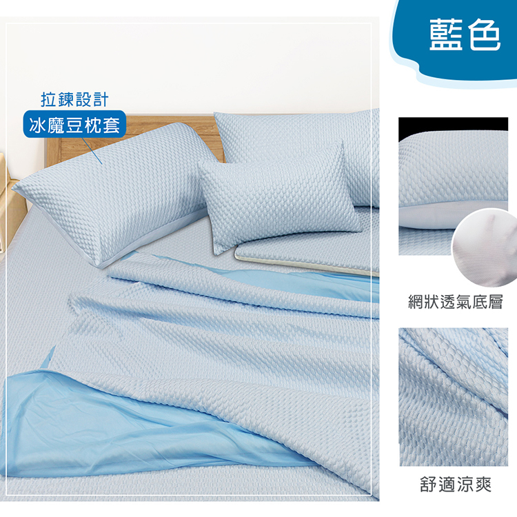 【多利寶寢具】VICTORIA_3D冰魔豆枕套2入-藍, , large
