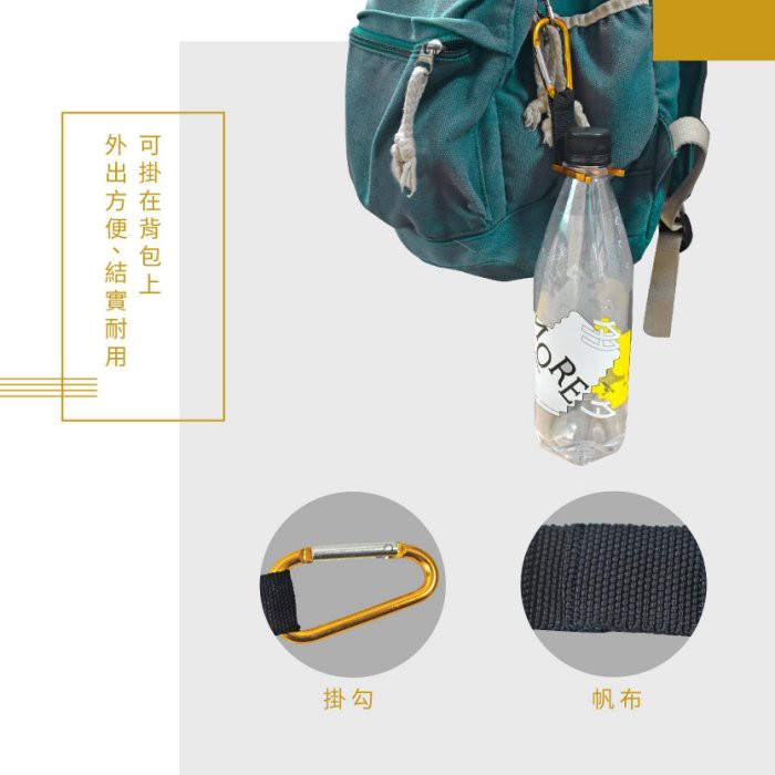 【Treewalker露遊】 鋁合金帆布水壺扣 鑰匙環登山扣 (隨機出貨), , large