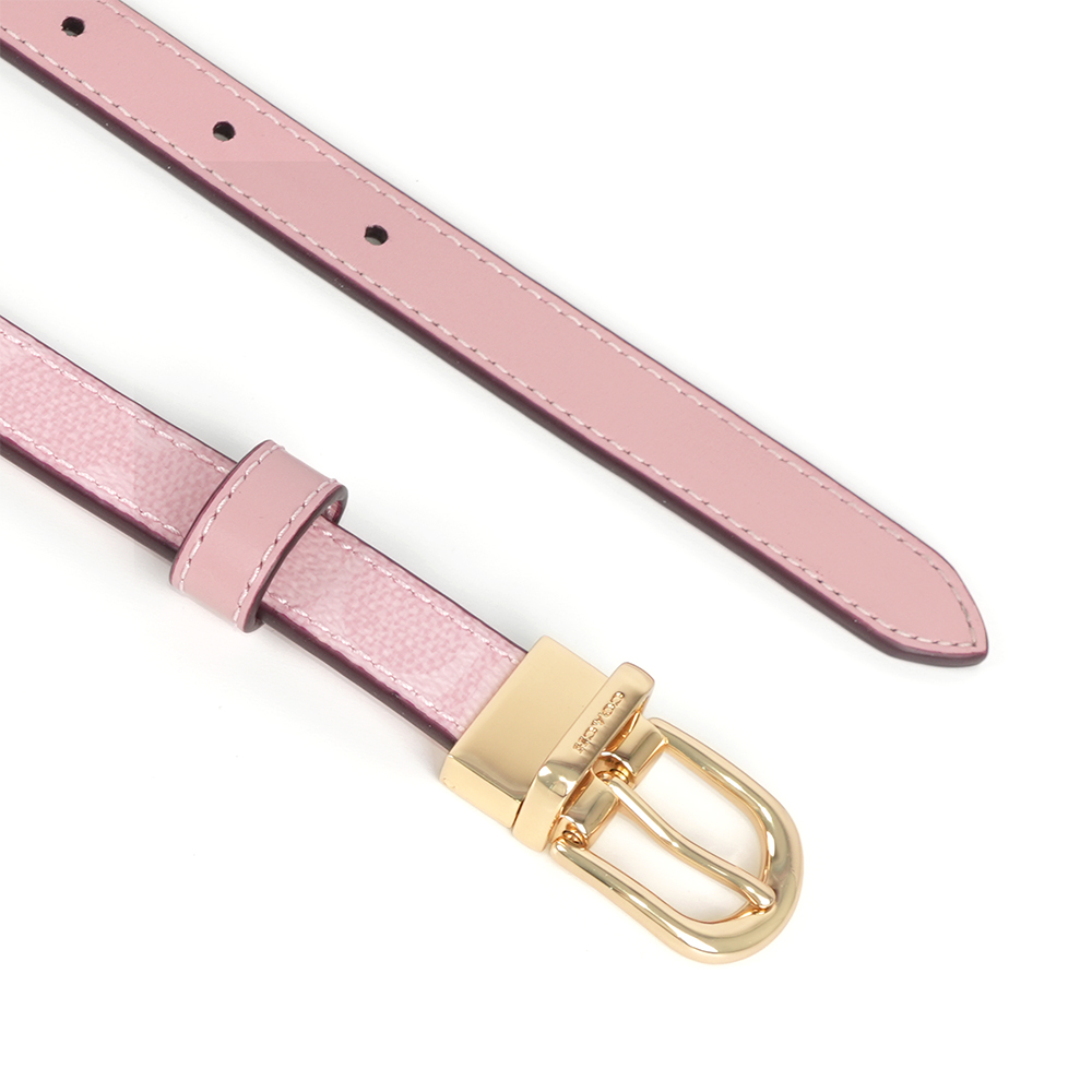 COACH 經典金釦塗層帆布及牛皮寬1.8cm雙面可用皮帶(粉色), , large