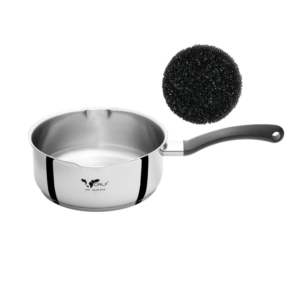 【Buffalo牛頭牌】新小牛雪平鍋20cm (IH電磁爐適用/304不鏽鋼/導角設計), , large