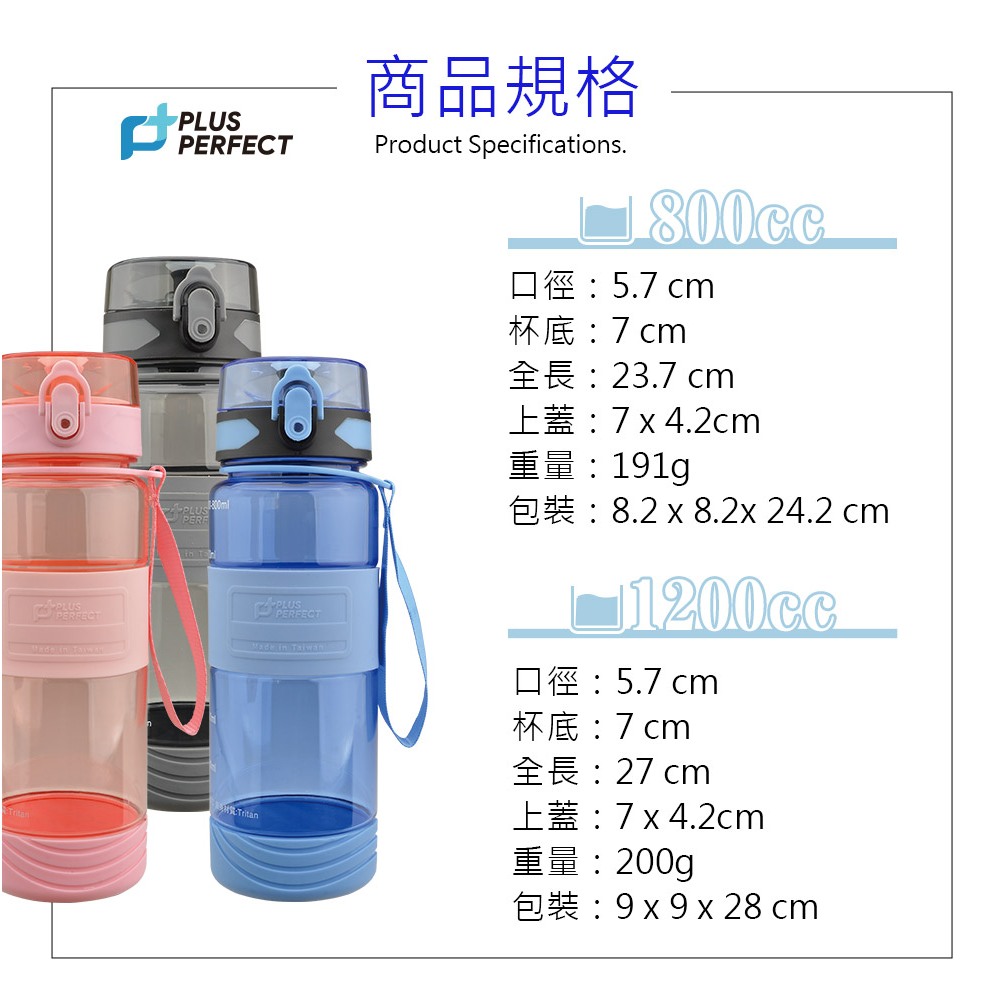 PERFECT 理想牌 極致運動水壺高溫耐熱透明質感 藍色800cc-Leidea樂德兒, , large