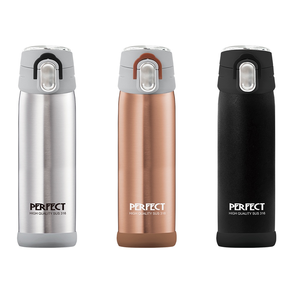 PERFECT 理想牌 極緻超輕量316不鏽鋼真空杯保溫杯彈蓋杯 玫瑰金350cc-Leidea樂德兒